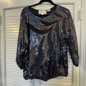Dominique Multicolor Vintage Sequin Blouse